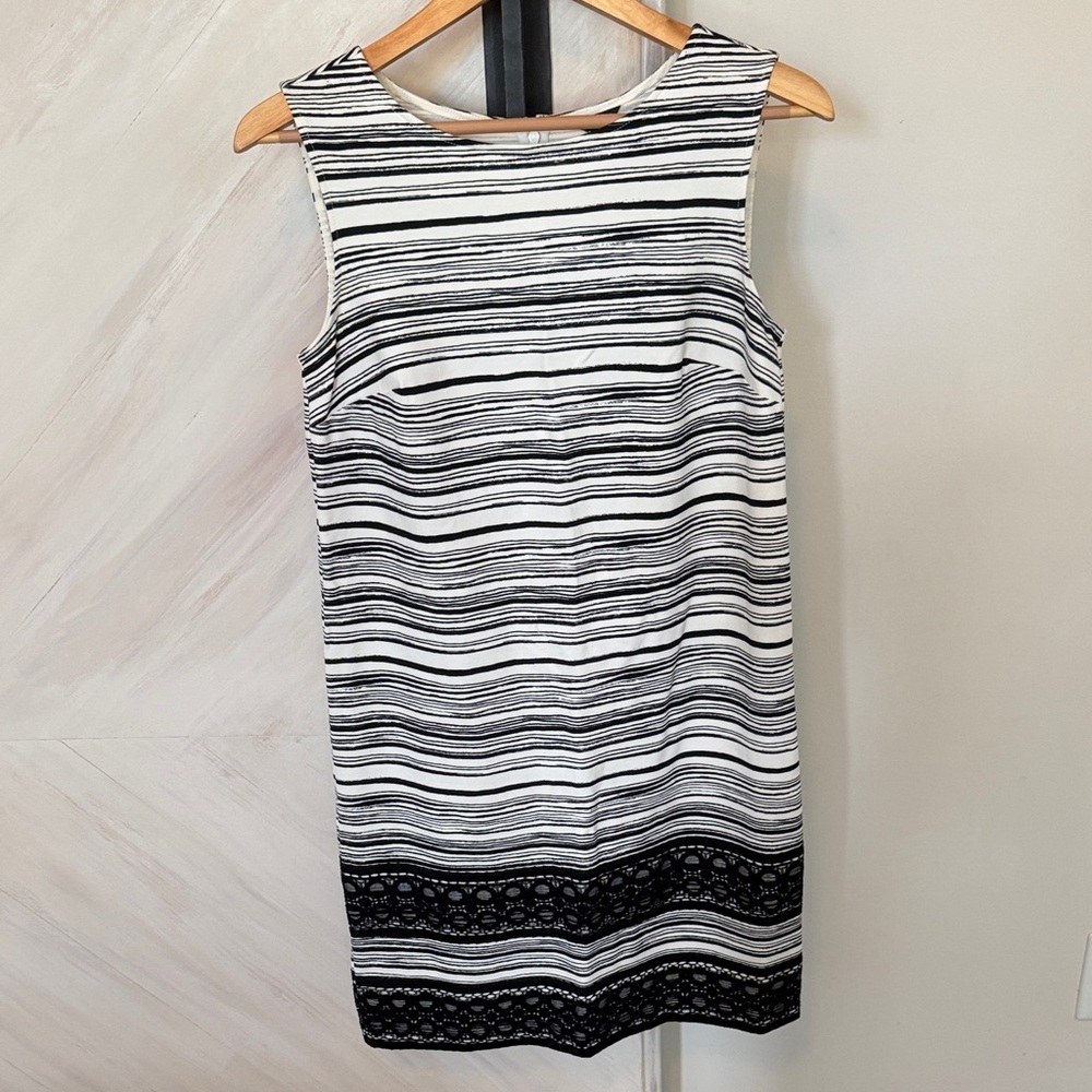 NWOT Ann Taylor Black and White Striped Mini Dress